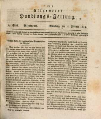 Allgemeine Handlungs-Zeitung Mittwoch 10. Februar 1819