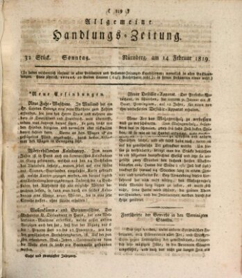 Allgemeine Handlungs-Zeitung Sonntag 14. Februar 1819