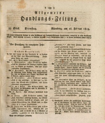 Allgemeine Handlungs-Zeitung Dienstag 16. Februar 1819