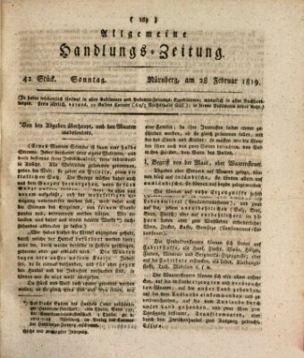 Allgemeine Handlungs-Zeitung Sonntag 28. Februar 1819