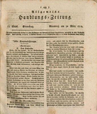 Allgemeine Handlungs-Zeitung Dienstag 30. März 1819