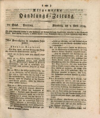 Allgemeine Handlungs-Zeitung Freitag 9. April 1819