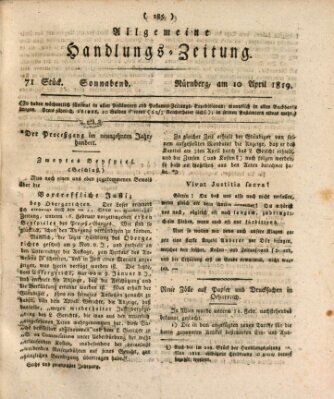 Allgemeine Handlungs-Zeitung Samstag 10. April 1819