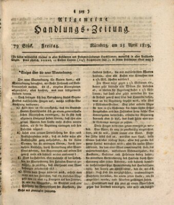 Allgemeine Handlungs-Zeitung Freitag 23. April 1819