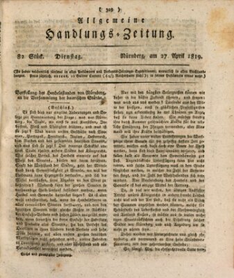 Allgemeine Handlungs-Zeitung Dienstag 27. April 1819