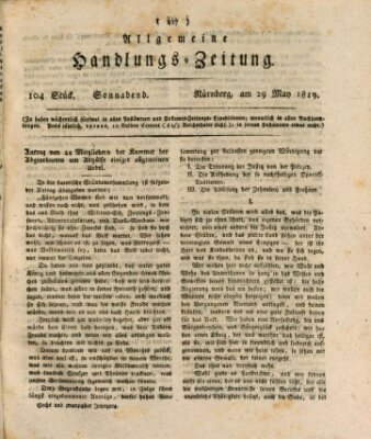 Allgemeine Handlungs-Zeitung Samstag 29. Mai 1819