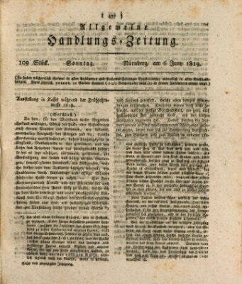 Allgemeine Handlungs-Zeitung Sonntag 6. Juni 1819