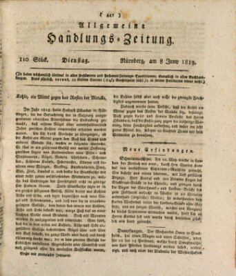 Allgemeine Handlungs-Zeitung Dienstag 8. Juni 1819