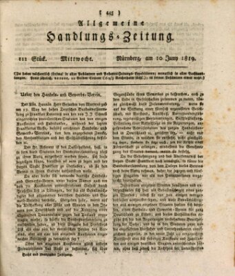 Allgemeine Handlungs-Zeitung Mittwoch 9. Juni 1819