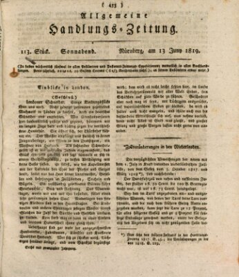 Allgemeine Handlungs-Zeitung Samstag 12. Juni 1819