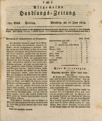 Allgemeine Handlungs-Zeitung Freitag 25. Juni 1819