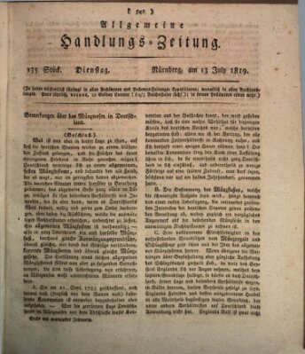 Allgemeine Handlungs-Zeitung Dienstag 13. Juli 1819