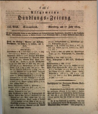 Allgemeine Handlungs-Zeitung Samstag 17. Juli 1819