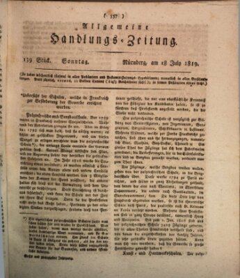 Allgemeine Handlungs-Zeitung Sonntag 18. Juli 1819