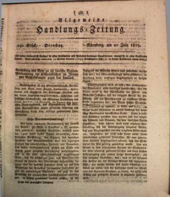 Allgemeine Handlungs-Zeitung Dienstag 20. Juli 1819