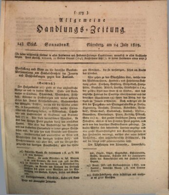 Allgemeine Handlungs-Zeitung Samstag 24. Juli 1819