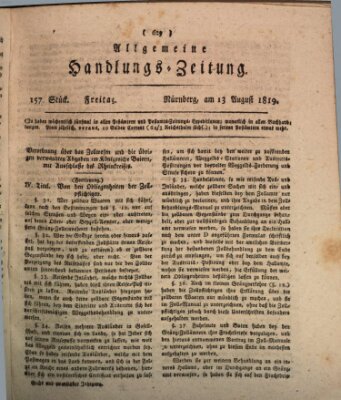 Allgemeine Handlungs-Zeitung Freitag 13. August 1819