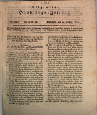 Allgemeine Handlungs-Zeitung Samstag 14. August 1819