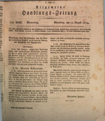 Allgemeine Handlungs-Zeitung Sonntag 15. August 1819