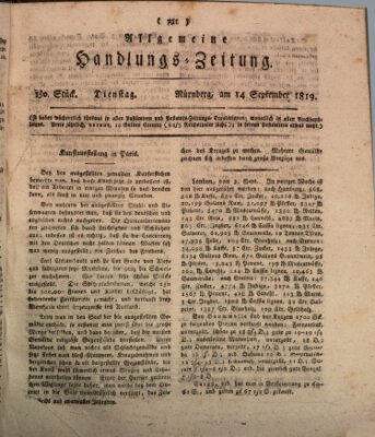 Allgemeine Handlungs-Zeitung Dienstag 14. September 1819