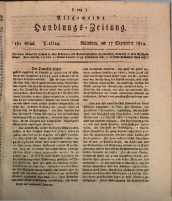 Allgemeine Handlungs-Zeitung Freitag 17. September 1819