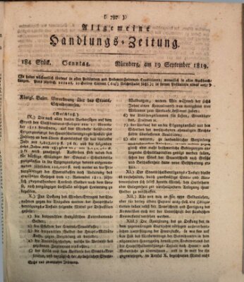 Allgemeine Handlungs-Zeitung Sonntag 19. September 1819