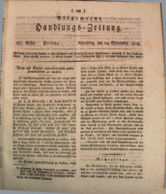 Allgemeine Handlungs-Zeitung Freitag 24. September 1819