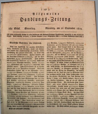 Allgemeine Handlungs-Zeitung Sonntag 26. September 1819