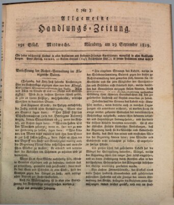 Allgemeine Handlungs-Zeitung Mittwoch 29. September 1819