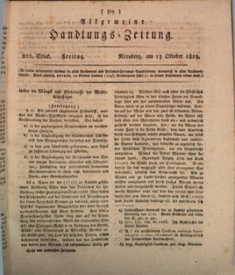 Allgemeine Handlungs-Zeitung Freitag 15. Oktober 1819
