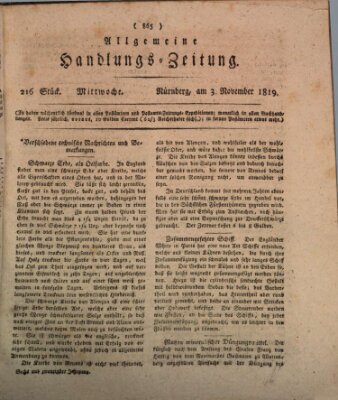 Allgemeine Handlungs-Zeitung Mittwoch 3. November 1819