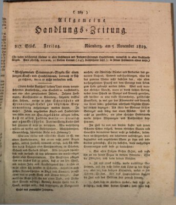 Allgemeine Handlungs-Zeitung Freitag 5. November 1819