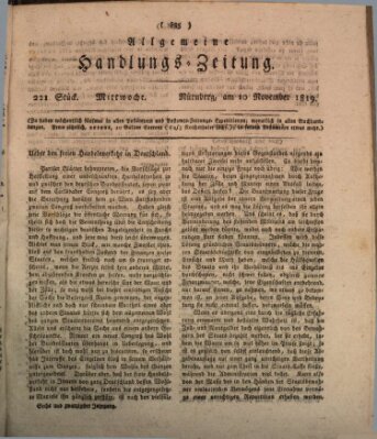 Allgemeine Handlungs-Zeitung Mittwoch 10. November 1819