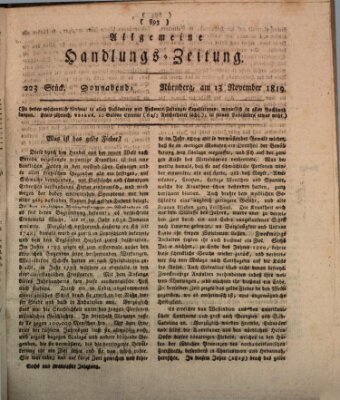 Allgemeine Handlungs-Zeitung Samstag 13. November 1819