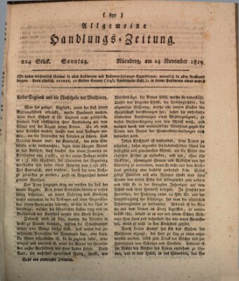 Allgemeine Handlungs-Zeitung Sonntag 14. November 1819