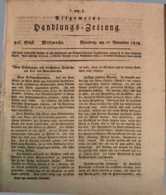 Allgemeine Handlungs-Zeitung Mittwoch 17. November 1819