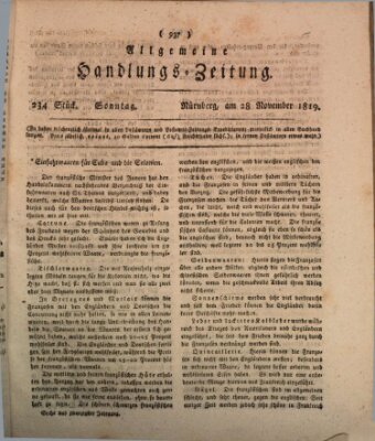 Allgemeine Handlungs-Zeitung Sonntag 28. November 1819