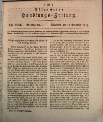 Allgemeine Handlungs-Zeitung Mittwoch 15. Dezember 1819