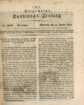 Allgemeine Handlungs-Zeitung Dienstag 25. Januar 1820