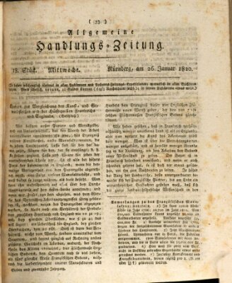 Allgemeine Handlungs-Zeitung Mittwoch 26. Januar 1820