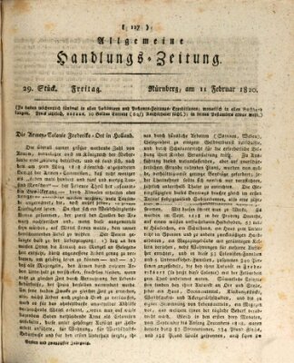 Allgemeine Handlungs-Zeitung Freitag 11. Februar 1820