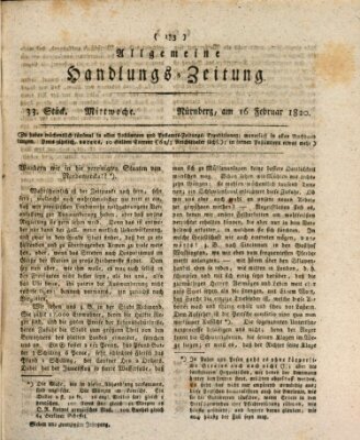 Allgemeine Handlungs-Zeitung Mittwoch 16. Februar 1820