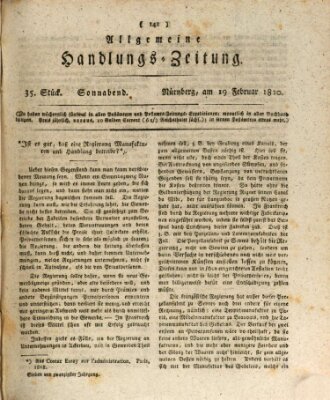 Allgemeine Handlungs-Zeitung Samstag 19. Februar 1820