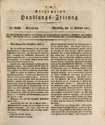 Allgemeine Handlungs-Zeitung Sonntag 20. Februar 1820