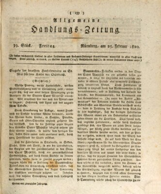 Allgemeine Handlungs-Zeitung Freitag 25. Februar 1820