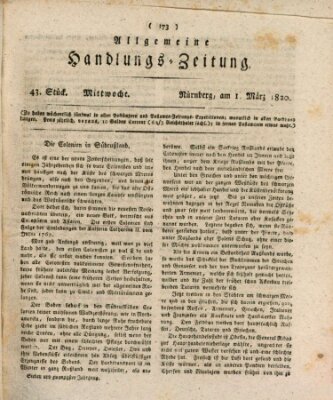 Allgemeine Handlungs-Zeitung Mittwoch 1. März 1820