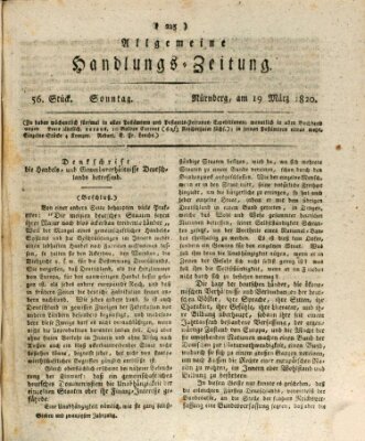 Allgemeine Handlungs-Zeitung Sonntag 19. März 1820