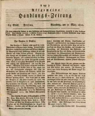 Allgemeine Handlungs-Zeitung Freitag 31. März 1820