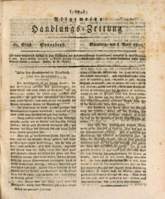 Allgemeine Handlungs-Zeitung Samstag 8. April 1820