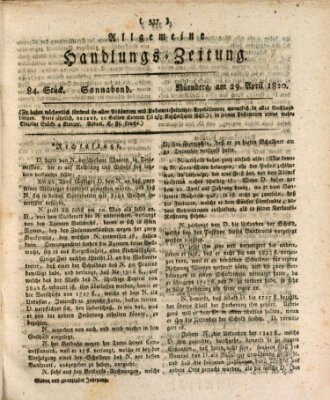 Allgemeine Handlungs-Zeitung Samstag 29. April 1820